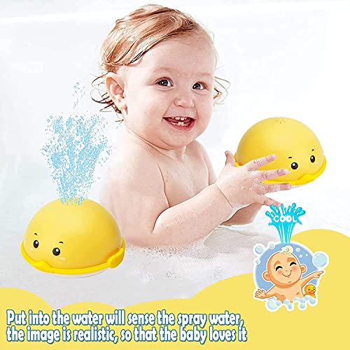 X spring Spray Water Bath Toy, Light Up Sprinkler Duck Induction Spray Water Toy with LED Light, Auto Sprinkler Bathtub Toddler Bath Toys, Boys Girls Baby Bath Toys for Toddlers 1 to 3 (Duck)