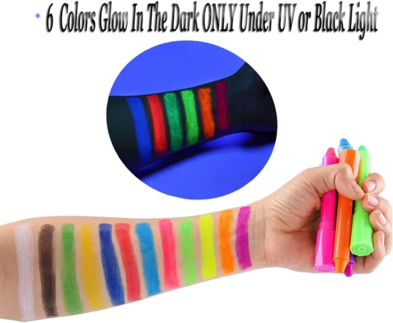 12 Colors Face Paint Crayons for Kids, Face & Body Paint Sticks, Halloween and Party Makeup, Non-Toxic Washable Face Painting, Water Based Twist up Face Painting Crayons