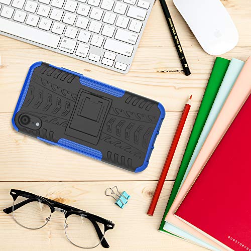 ALDHOFA iPhone XR Case,Heavy Duty Shock Proof Protective Phone Case,Dual Layer Hybrid Cover with Kickstand for iPhone XR 6.1" (2018)-Blue