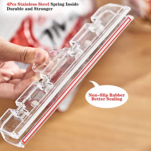 KASTWAVE 4 Pack Magnetic Food Storage Bag Clips - Airtight Seal for Bread, Snacks & More (White & Clear)