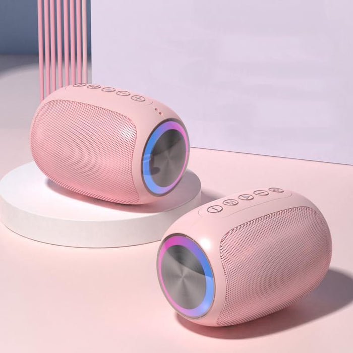 Azonee Portable Bluetooth Wireless Speaker - Crisp Sound, Multiple Play Modes, Ideal for Home and Outdoor Use, Compatible with Cellphones and PCs, Household Luminous High Volume Subwoofer (Pink)