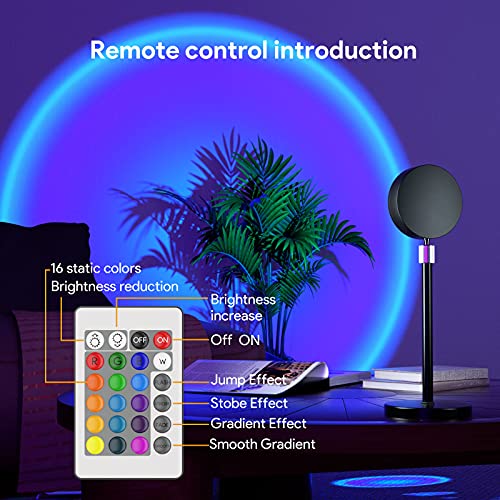 Bavcieu Sunset Lamp Projection Led Lights with Remote, 16 Colors Night Light 360Â° Rotation Rainbow 4 Modes Setting for Photography/Selfie/Party/Home/Living Room/Bedroom Decor, Gifts Women
