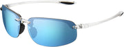 JULI Sports Sunglasses for Men Women Tr90 Rimless Frame for Running Fishing Baseball Driving MJ8001 - C8-Crystal/Ice Blue Polarized