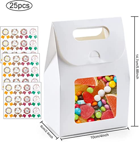ELECDON Bakery Bags, Kraft Paper Bags Cookie Coffee Bags Gift Wrappers Holiday Party for Bakery Cookies Candies Dessert Chocolate Sandwich Lunch Bags, 25 Pcs, White Bag with Window Style
