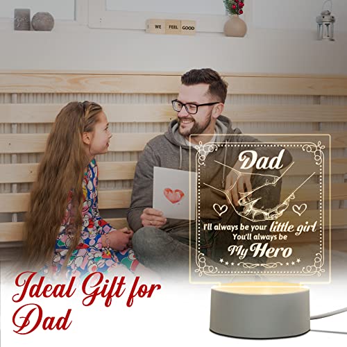 BPA Dad Gifts from Daughter - Birthday, Thanksgiving, Christmas, Father's Day - Personalized Acrylic Sleep Night Light with Base