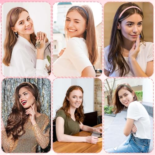 6 Pcs Thin Plastic Headbands for Women & Girls, Non-Slip Hair Bands with Teeth for Straight & Curly Hair, Candy Color Hair Accessories (Multicolor)