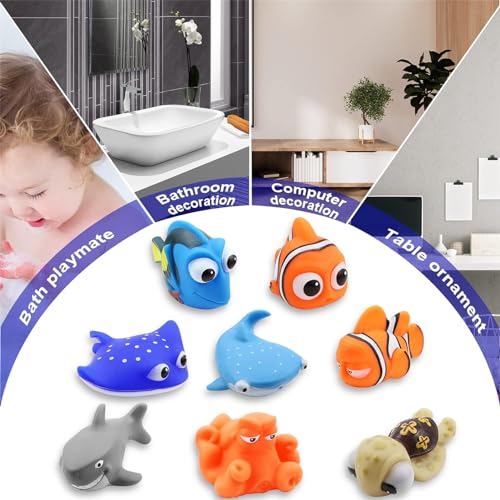 AM ANNA Kid Shower Toy Baby Bath Toys,8pcs Bath Toys for Kids Bathtub Water Toys,Shark Toddlers Infant Swimming Pool Toys,for Birthday Gifts Summer Beach,Pool Activity Squirting Kids Bath Toys