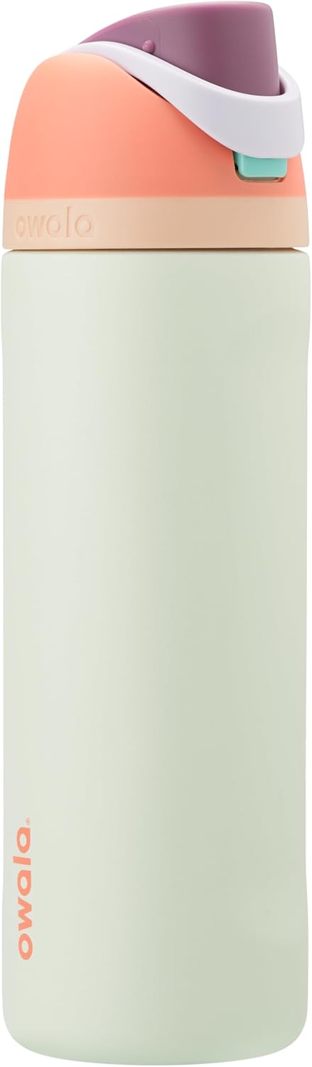 FreeSip Insulated Stainless Steel Water Bottle with Straw for Sports, Travel, and School BPA-Free Sports Water Bottle, 24 oz, Strawberry Field - Surfs Edge 710 ml