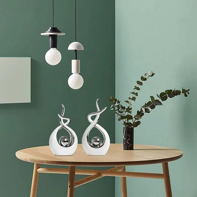 Norrclp Home Decor Modern Abstract Art Ceramic Statue Table Decorations for Dining Room Living Room Office Centerpiece, Green and Gold