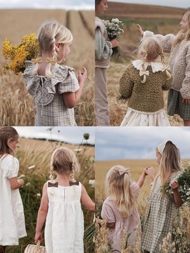 Lonimia Baby Toddler Girls Hair Ties with Linen Bows,No Damage Elastic Nylon Hair Bands Ponytail Holders,Small Hair Accessories Gifts for Girls Kids Children Thick Thin Hair-20 pcs