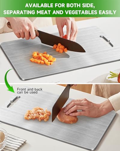 100% Pure Titanium Cutting Board - Dishwasher Safe Stainless Steel Cutting Boards for Kitchen, BPA Free Reversible Chopping Board for Countertop Meal Prep and Serving Kitchen Necessities Kitchenaid