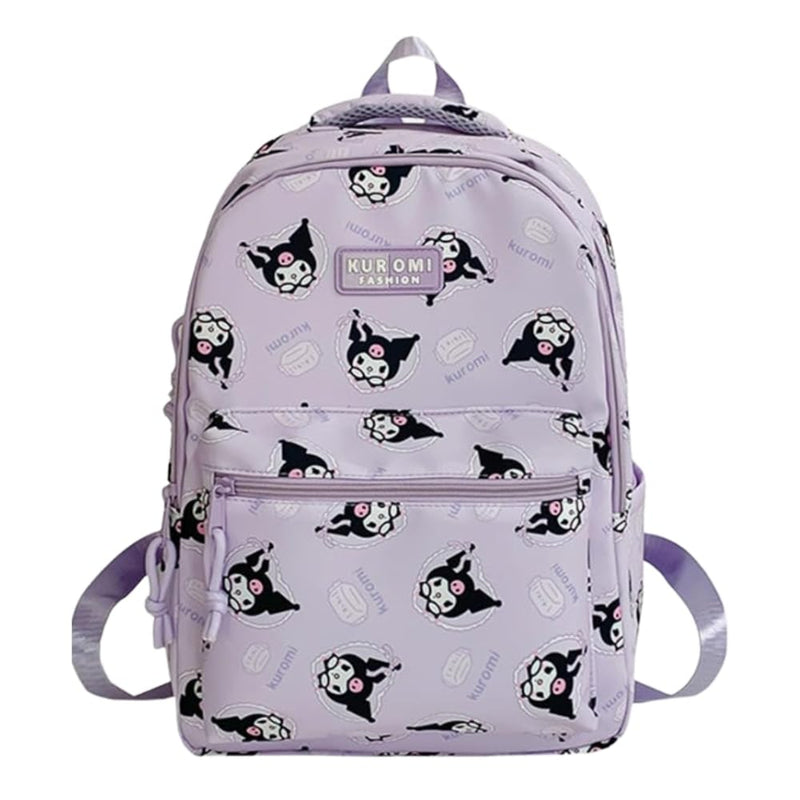 Cute Kuromii Fashion Backpack, Lavender Purple with Character Print Pattern, School Bag
