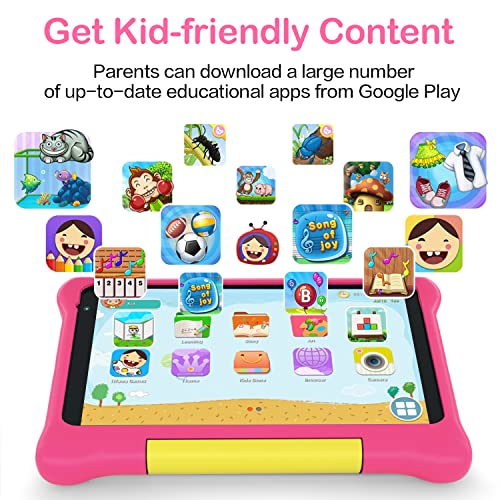 ROWT Kids Tablet 7 inch Tablet for Kids Android 10 2GB RAM 32GB ROM Bluetooth WiFi Dual Cameras Parental Control Tablet Kids(Pink)