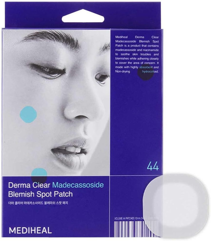 MEDIHEAL Derma Clear Madecassoside Blemish Patch (44 Counts) - Acne Spot Protection, Fast Healing with Madecassoside & Niacinamide