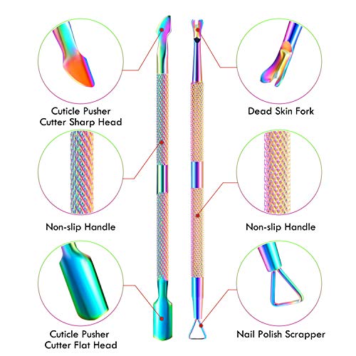 XUNXMAS Cuticle Trimmer with Cuticle Pusher, Cuticle Remover Cutter Nipper Scissor and Triangle Cuticle Nail Pusher Peeler Scraper, Durable Dead Skin Clipper Manicure Pedicure Tools