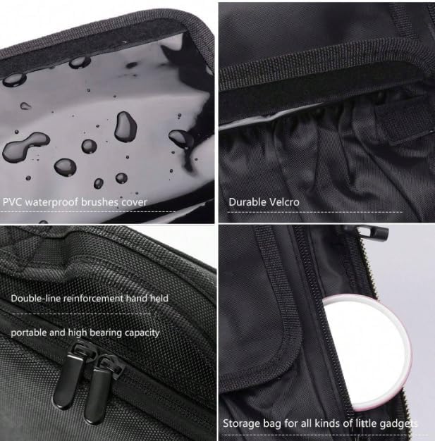 Portable Travel Makeup Bag | Adjustable Cosmetic Case Organizer for Brushes, Toiletries, Jewelry & Accessories – Black