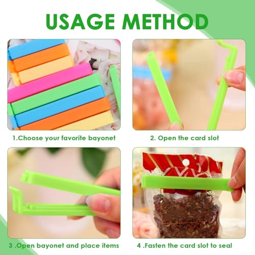 40 PCS Food Bag Clips Set - 2 Sizes (7cm & 11cm), Airtight Bag Sealing Clips for Chips, Bread, Snacks, Dog Food, Freezer Storage - Durable, Colorful, and Versatile Kitchen Clips