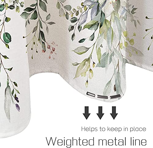 Green Eucalyptus Shower Curtain, Bathroom Curtain Waterproof Anti-Mold Fashion Curtain Watercolor Leaves on The Top Plant with Floral Bathroom Decoration Shower Curtain Sets (180 * 180CM) with Hooks