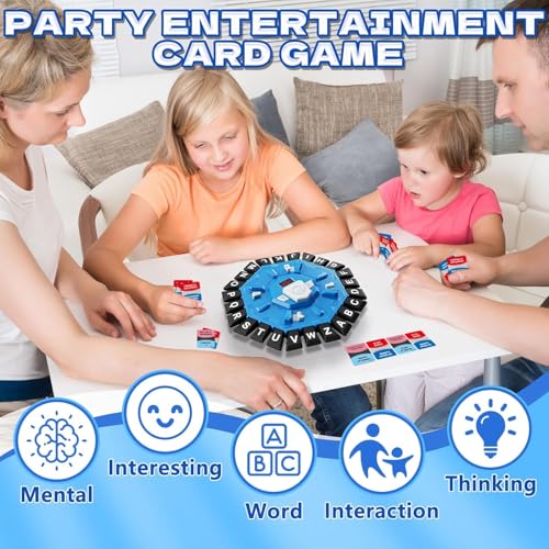 Word Game， Word Game Family Board Game with Digital Display Timer and 2 Categories Modes Fun Fast-Paced 24-Letter Game for Learning Party Interactive (Blue)