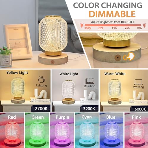 Dimmable LED Table Lamp with Voice & Touch Control, Aatezel Color Changing Bedside Desk Lamp, 3 Color Temperatures LED Night Light Baby Nursery Lamp for Bedroom, Kids Room,Dorm, Gift for Home Decor