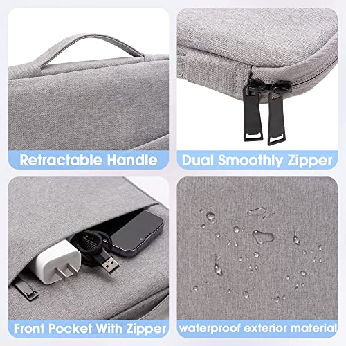 NALACAL 13 inch Laptop Sleeve Bag Compatible with MacBook Air Mac Pro M1 Surface Lenovo Dell HP Computer Bag Accessories Polyester Case with Pocket (Grey)