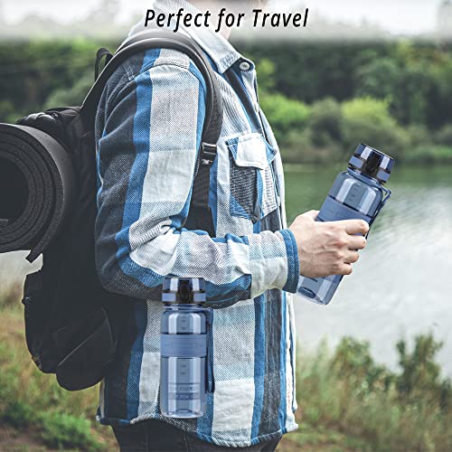 Drinking Water Bottle | Water Bottle for Men, Women & Kids | Leakproof BPA Free Yoga & Gym Running Water Bottle with One-Click Lock | Anti-Fall Tritan Sports Water Bottle (1000-ml, Calitoria Blue)