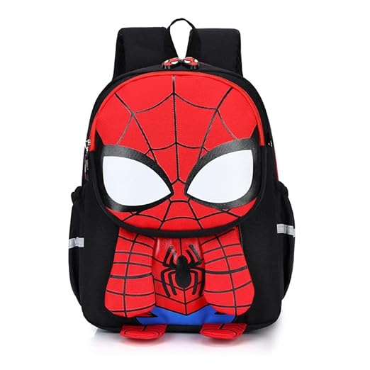 Toddler 3D Comic Spider Schoolbag - Black, Waterproof, Lightweight for 3-6 Years Old Elementary Students