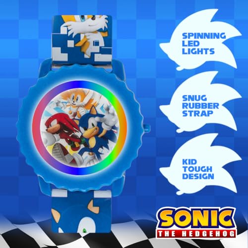 Accutime SNC4028AZ Sonic The Hedgehog LCD Display Quartz Watch for Kids, 36.5 mm Diameter, Blue