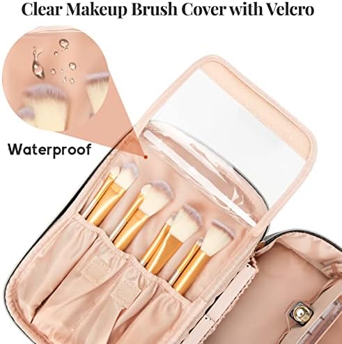 OCHEAL Makeup Bag, Portable Cosmetic Bag, Large Capacity Travel Makeup Case Organizer, Black Makeup Bags For Women Toiletry Bag for Girls Traveling With Handle and Divider
