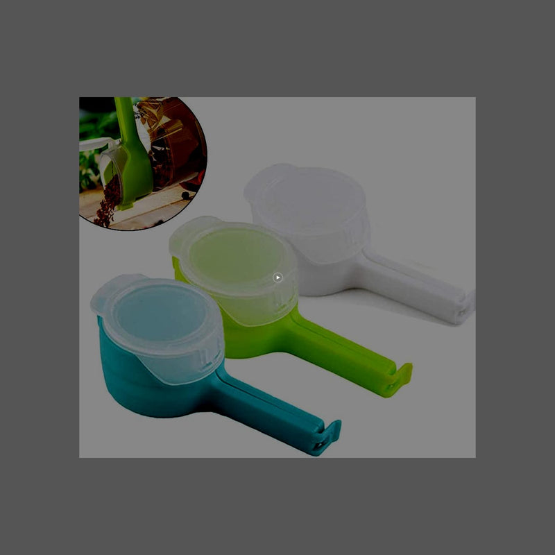 COOK IT WELL® Pouring Clips Set of 3 ? Food Bag Sealing Clips with Pour Spout for Cereal, Snacks, Chips, Dry Fruits & More ? Reusable, Easy-to-Use Food Storage Clips