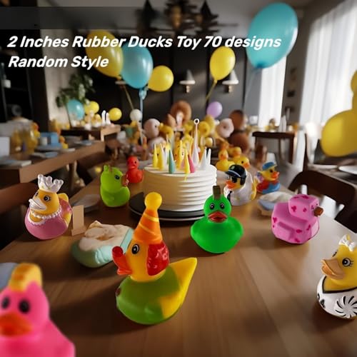 AM ANNA 24 Pcs Rubber Ducks Bath Toy for Kids, Random Assortment Ducks Bulk Mini Rubber Duckies for Toddler Baby Bath Toys, Kids Bath Pool Toys Birthday Gifts Party Favors