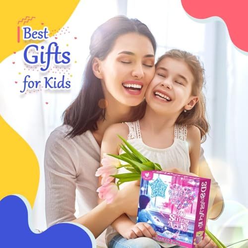 AMERTEER 3D String Art Kit for Kids | DIY Lantern Craft Kit with LED Lights & Tassels | Arts & Crafts Gift for Girls & Boys Ages 7-12 | Creative Toy for Home Decor & Festive Decoration Fun