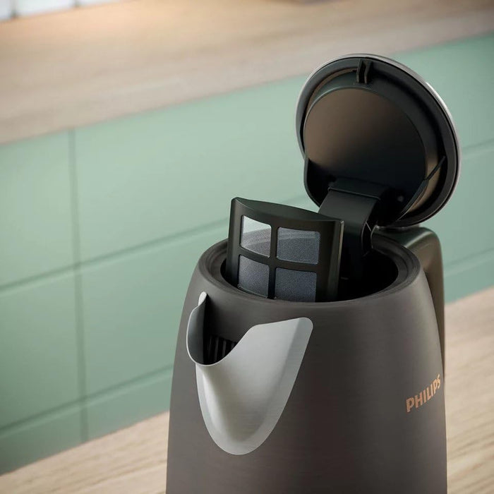 Philips 5000 Series Stainless Steel Kettle - 2200W, 1.7L, Spring Lid, Black & Copper - HD9352/31