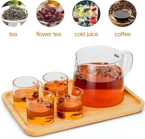 Azonee Glass Teapot With Removable Infuser, Heatproof Borosilicate Tea Maker, Stovetop Safe Kettle for Loose and Blooming Leaf (1000ml/33OZ)