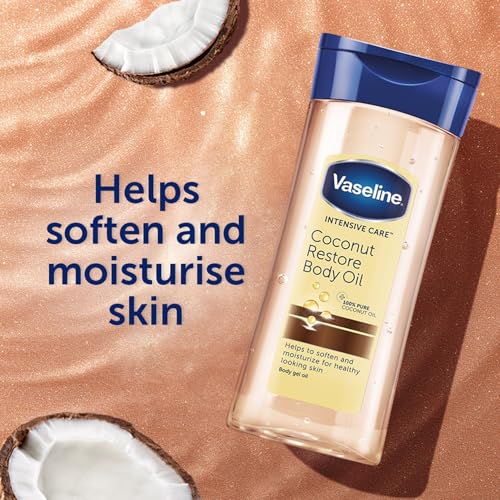 Vaseline Intensive Care Cocoa Radiant Vitalizing Body Oil With 100% Pure Cocoa Butter & Replenishing Oils For Long-Lasting Radiant Glow| Non-Greasy Body Gel Oil for Healthy & Glowing Skin| 200 ml
