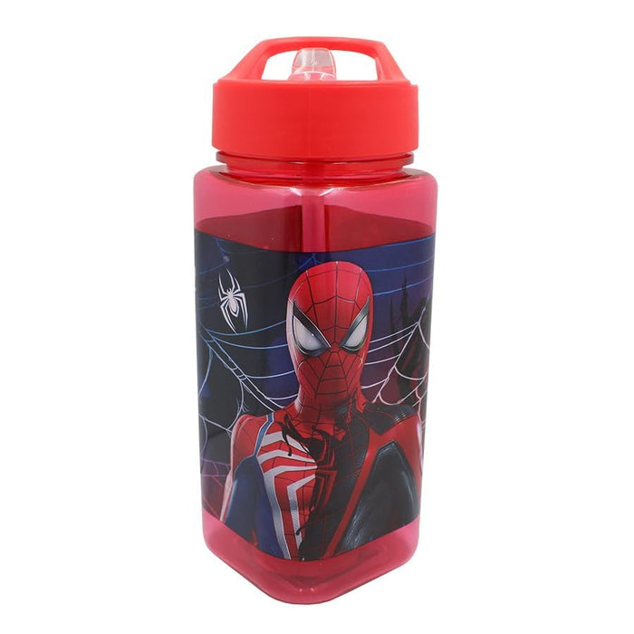 Spider-Man 2 Square Water Bottle with Straw, 500 ml Capacity