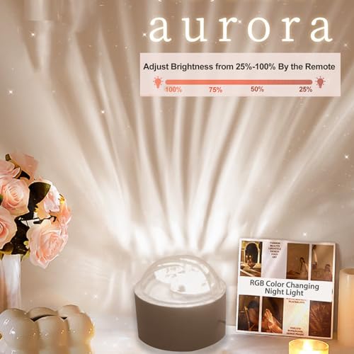 Northern Lights Aurora Projector Light, Aatezel Dynamic Rotating Night Light,16 Color Changing Crystal Table Lamp with Remote,Dimmable Aurora Light Projector Ceiling Lights for Bedroom Wall Decor Gift