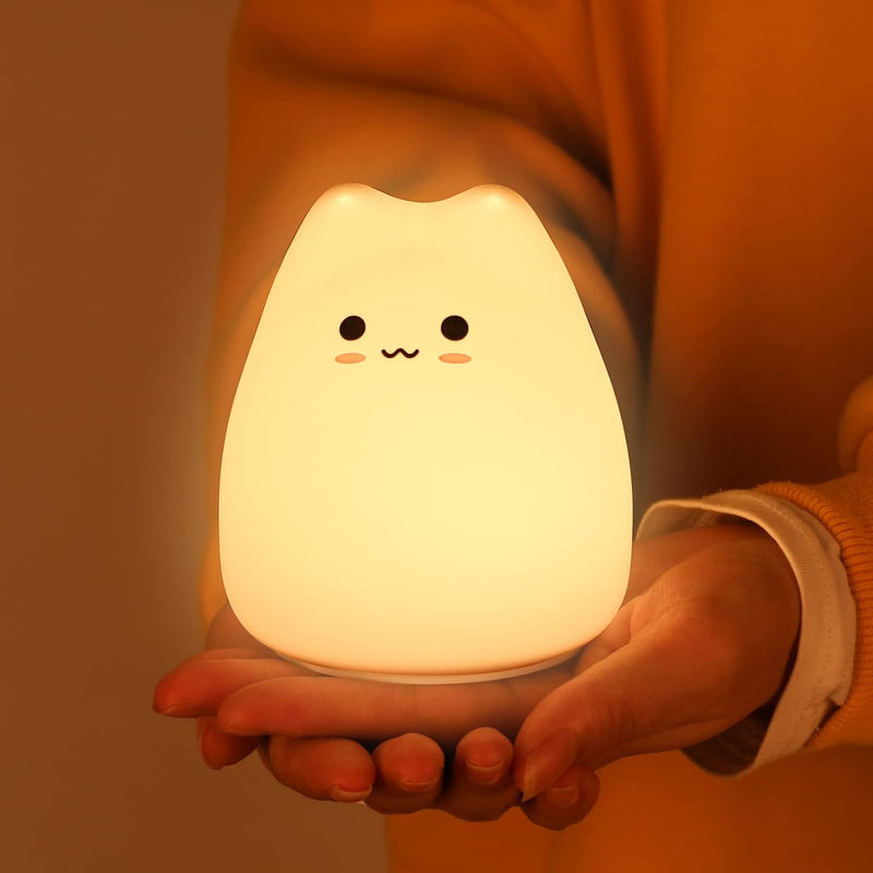 ZKLiLi Night Light for Kids, Dumpling Light Silicone Nursery Cute Lamp, Battery Powered LED Nightlight with 7-Color for Baby Teen Girls and Boys Bedrooms, Birthday Gift - Waterdrop - LYcat-B