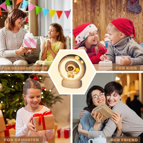 NALACAL Astronaut LED Bedside Night Light for Kids, USB Rechargeable Touch Lamp with 3-Levels Dimmable Brightness, Ideal Bedroom Decor and Gift for Birthdays, and More (White)