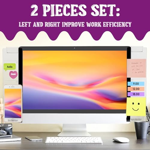 2pcs Transparent Acrylic Computer Monitor Memo Board Set - Office Desk Accessories, Left and Right Side Panel Sticky Note Board for Working from Home Office (Monitor Board 1)