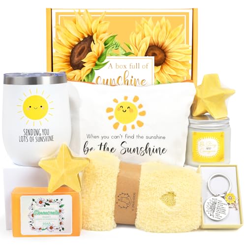 Suhctuptx Get Well Soon Gifts for Women, Christmas Sunflower Birthday Gifts Baskets Ideas for Women Mom Best Friend Female Her - Unique After Surgery Gifts Thinking of You Sunshine Gifts Box