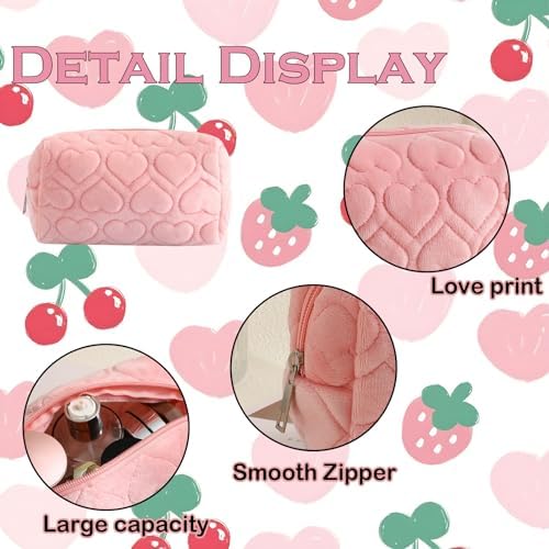LYDZTION Plush Makeup Bag Cosmetic Bag for Women,Zipper Large Solid Color Travel Toiletry Bag Travel Make Up Toiletry Bag Washing Pouch, white