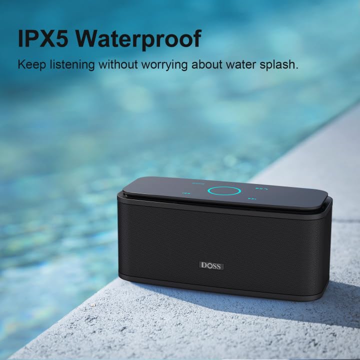 Doss Touch Wireless Bluetooth V4.0 Portable Speaker with HD Sound and Bass, 12H Playtime, Built-in Mic for iPhone, Samsung (Black)