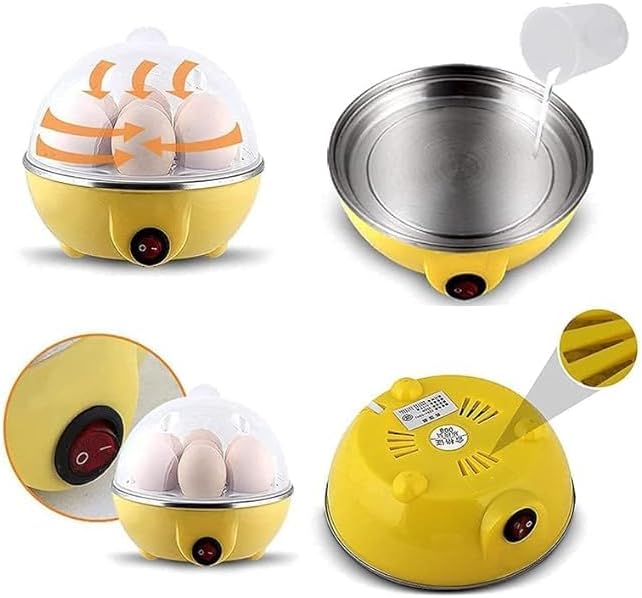 Electric Egg Cooker Boiler Maker – 7 Egg Capacity, Soft/Medium/Hard Boil | Noise-Free Technology, Auto Shut Off, Includes Egg Slicer – Fast, Easy, & Perfect for Breakfast