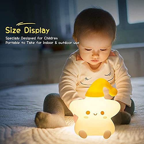 MCHERRY Night Light for Kids, Baby Night Light Lamp for Kids Room Star Girls Night Light, Silicone Nursery Squishy Soft Rechargeable Color Changing Cute Night Light, Star Birthday Gift