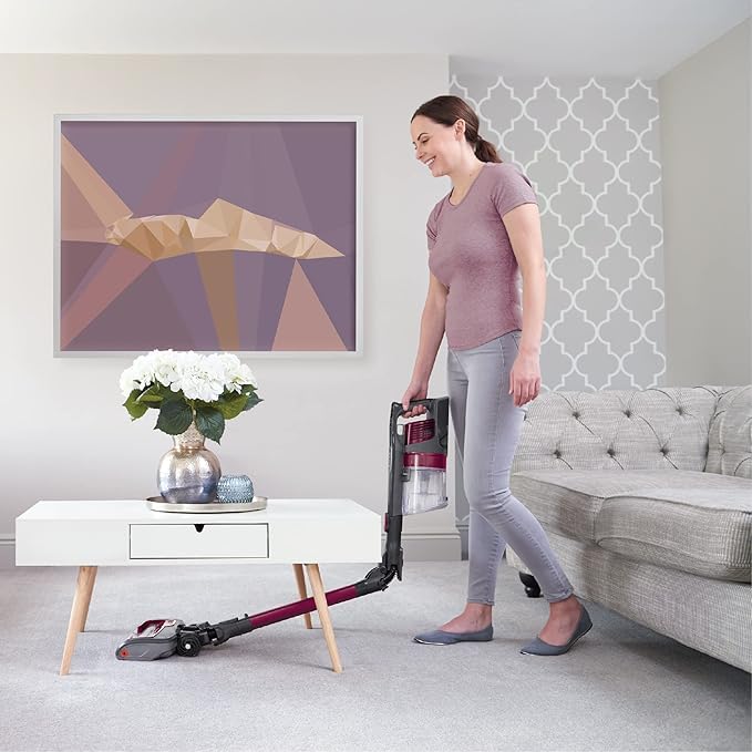 Shark Cordless Stick Vacuum Cleaner with Anti Hair Wrap, 40 Minute Run time, Flexible DuoClean Vacuum Cleaner with LED Lights, Dusting Brush, Crevice & Upholstery Tools, Burgundy Red, IZ201ME