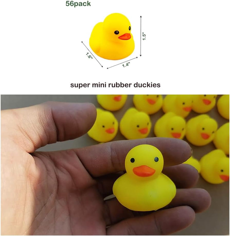 WAMSOLE 50PCS Super Mini Rubber Duck Bath Duck Toys for Toddlers Boys Girls,Squeak and Float Rubber Ducks in Bulk Baby Shower Duck Decorations Party Favors (1.6'')