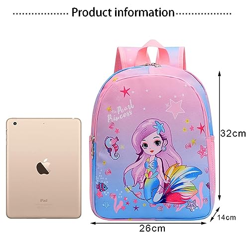 CURTEK Mermaids Backpack for Girls, Kindergarten BookBag Princess School Shoulder Bag for Travel Daypack Kids School Bag