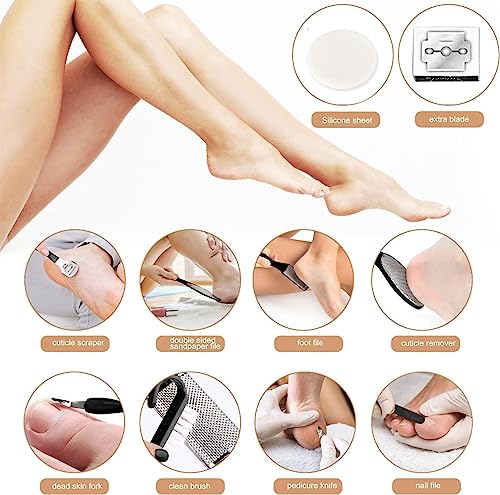 Nnewvante Professional Pedicure Tools Set, 10 in 1 Stainless Steel Foot Care Kit Foot Rasp Dead Skin Remover Pedicure Kit,Foot File Kit Foot Callus Remover, for Men Women Travel