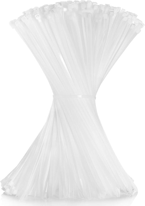 MOMENT Self Locking Cable Ties 300 x 3.6 mm 12" inch 100 Pieces, Black Heat Resistant Cable Zip Ties Self-Locking Cable Organizer Anti - Slip Wire Organizer For Indoor & Outdoor Use - 150 x 3.6 mm 150x3.6mm - White